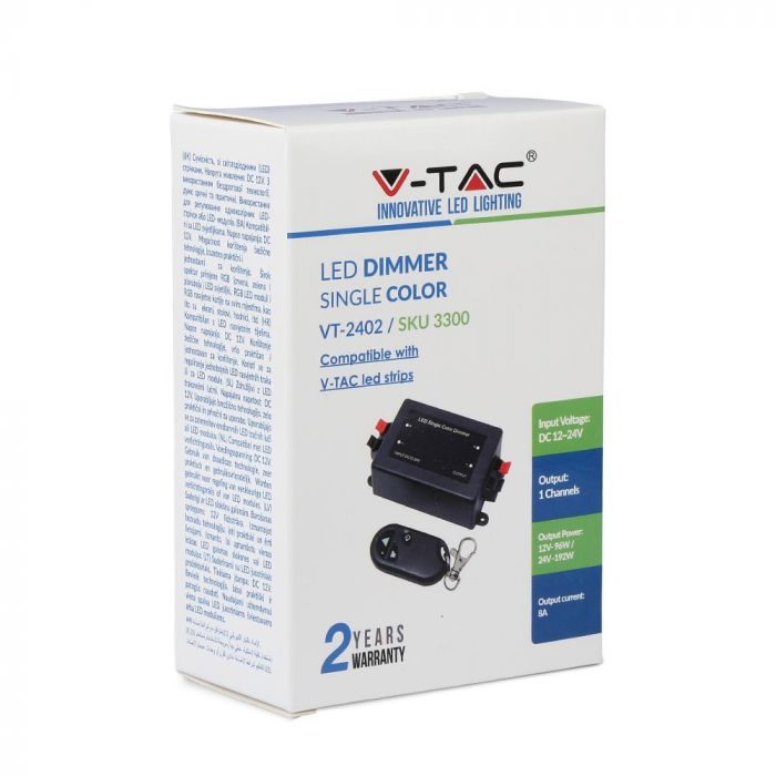 LED ribadimmer kaugjuhtimispuldiga, 8A, 12V, V-TAC
