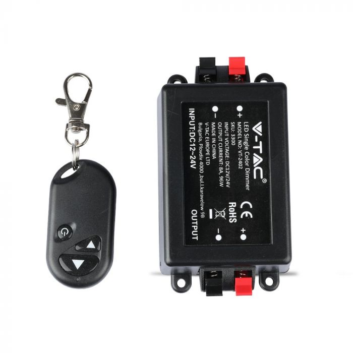 LED strip dimmer with remote control, 8A, 12V, V-TAC