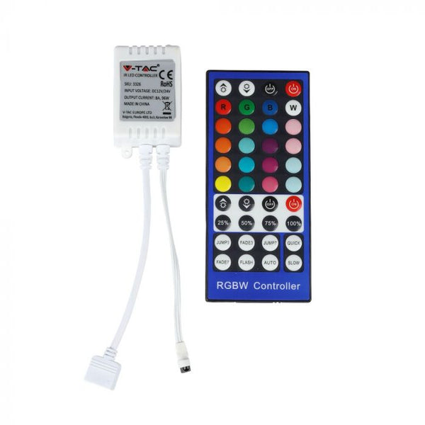 RGB+white LED lentes kontrolieris ar tālvadības pulti, IR kontrole, V-TAC