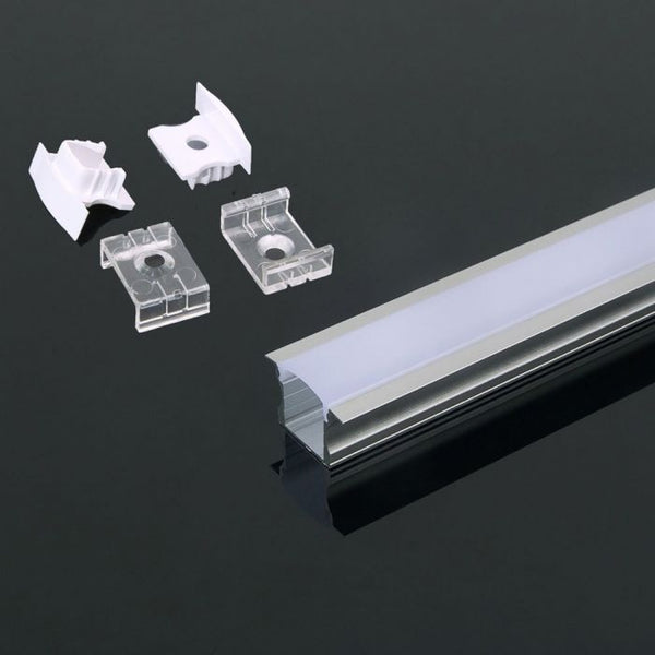 2m iebūvējams alumīnija profils, 2000 x 24 x 14,2mm, piena krāsas stikls, V-TAC