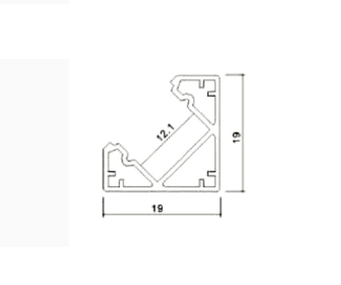2m alumiinium nurgaprofiil, 2000x19x19mm, piimavärvi klaas, V-TAC