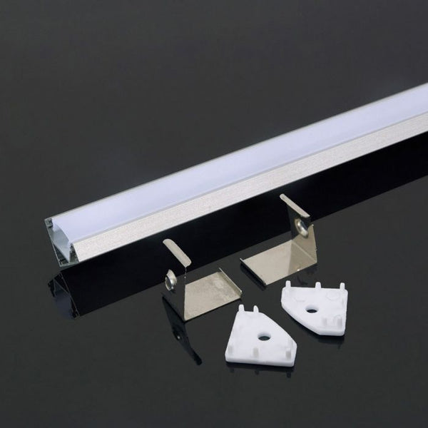 2m aluminum corner profile, white, 2000x19x19mm, milky glass, V-TAC