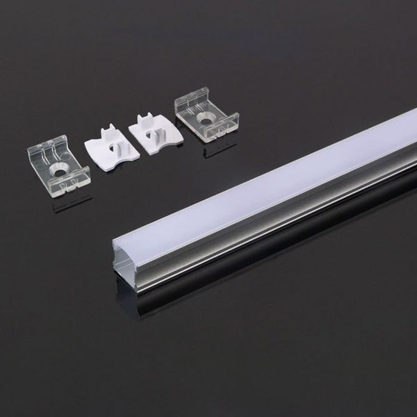 2m virsapmetuma alumīnija profils, balts, 2000x17.2x15.5mm, piena krāsas stikls, V-TAC