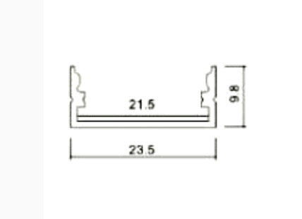 2m plastered aluminum profile, white, 2000 x 23.5 x 10mm, milky glass, V-TAC
