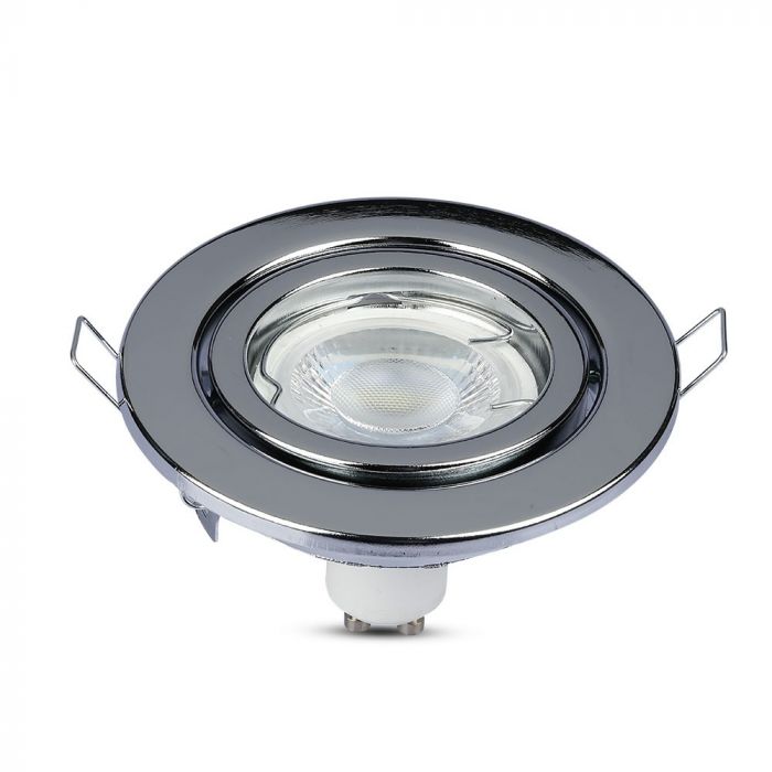 GU10 recessed frame/fixture, round, Ø99X31mm, recessed. Dimm. Ø75mm, chrome-plated, V-TAC