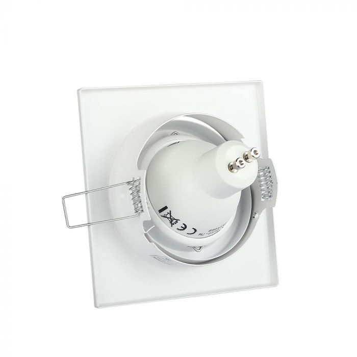 GU10 recessed frame/fixture, square, 99X99x31mm, recessed. Size: 5 mm Ø75mm, white, V-TAC