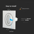 GU10 recessed frame/fixture, square, 99X99x31mm, recessed. Size: 5 mm Ø75mm, white, V-TAC