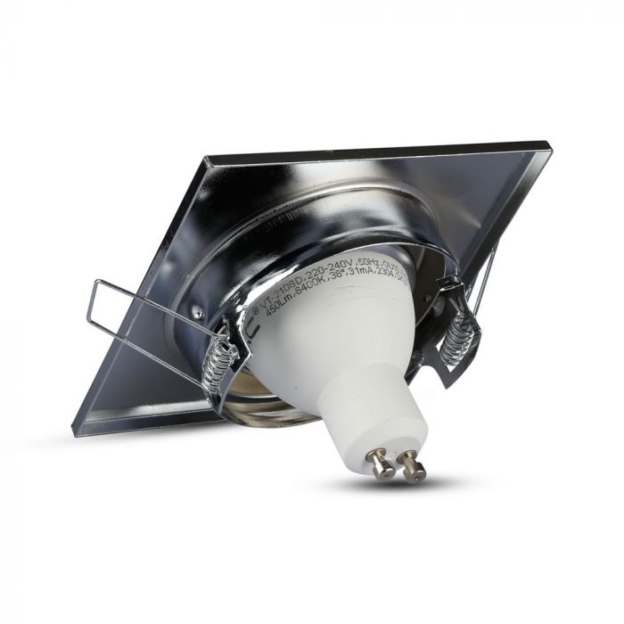 GU10 recessed frame/fixture, square, 99X99x31mm, recessed. Size: 5 mm Ø75mm, chrome-plated, V-TAC