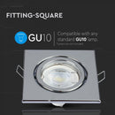 GU10 recessed frame/fixture, square, 99X99x31mm, recessed. Size: 5 mm Ø75mm, chrome-plated, V-TAC