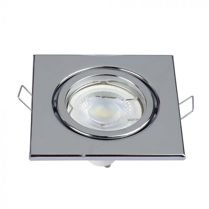 GU10 iebūvējams karkass/armatūra, kvadrāta formas, 99X99x31mm, iebūv. izm. Ø75mm, hromēts, V-TAC