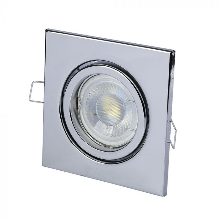 GU10 iebūvējams karkass/armatūra, kvadrāta formas, 99X99x31mm, iebūv. izm. Ø75mm, hromēts, V-TAC