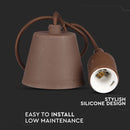 Brūna E27 spuldzes patrona ar vadu un savienojumu pie griestiem, V-TAC