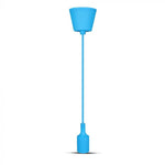 Blue E27 bulb holder with cord and ceiling connection, V-TAC