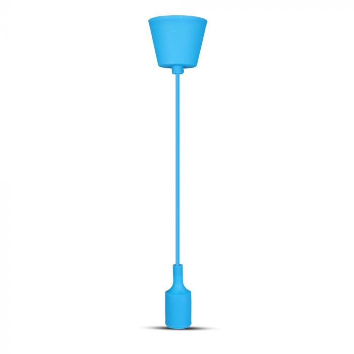 Blue E27 bulb holder with cord and ceiling connection, V-TAC