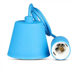 Blue E27 bulb holder with cord and ceiling connection, V-TAC