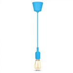 Blue E27 bulb holder with cord and ceiling connection, V-TAC