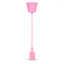 Rozā E27 spuldzes patrona ar vadu un savienojumu pie griestiem, V-TAC