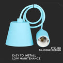 Gaiši zila E27 spuldzes patrona ar vadu un savienojumu pie griestiem, V-TAC