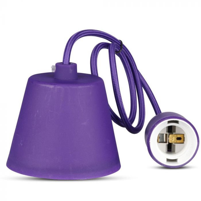 Violet E27 bulb holder with cord and ceiling connection, V-TAC