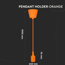 Orange E27 bulb holder with cord and ceiling connection, V-TAC