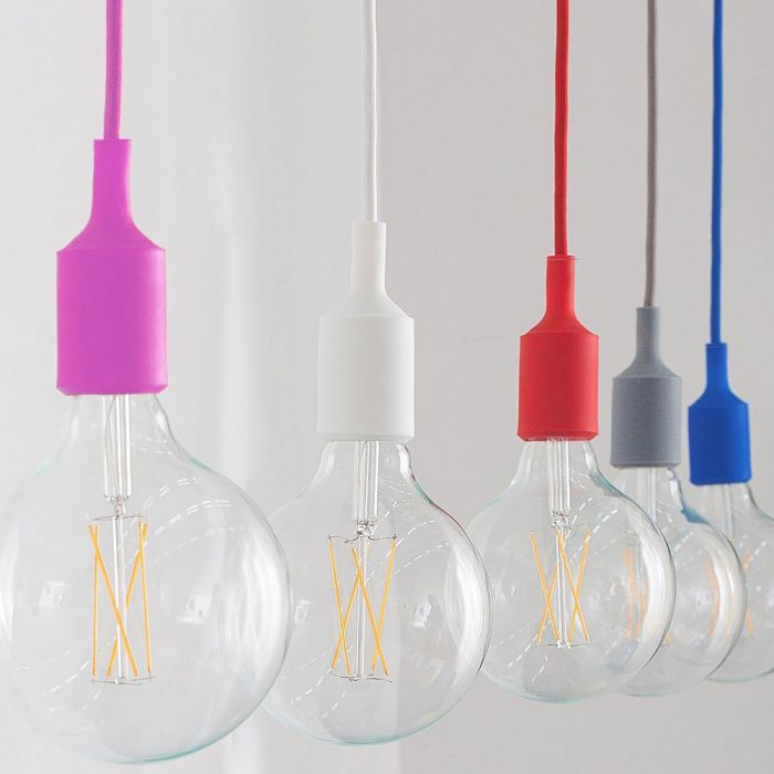 Orange E27 bulb holder with cord and ceiling connection, V-TAC