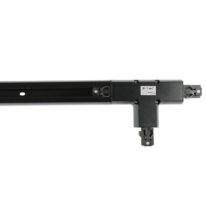 Skenkontakt i aluminium, 4-kärnig (väg-)skena, svart, V-TAC