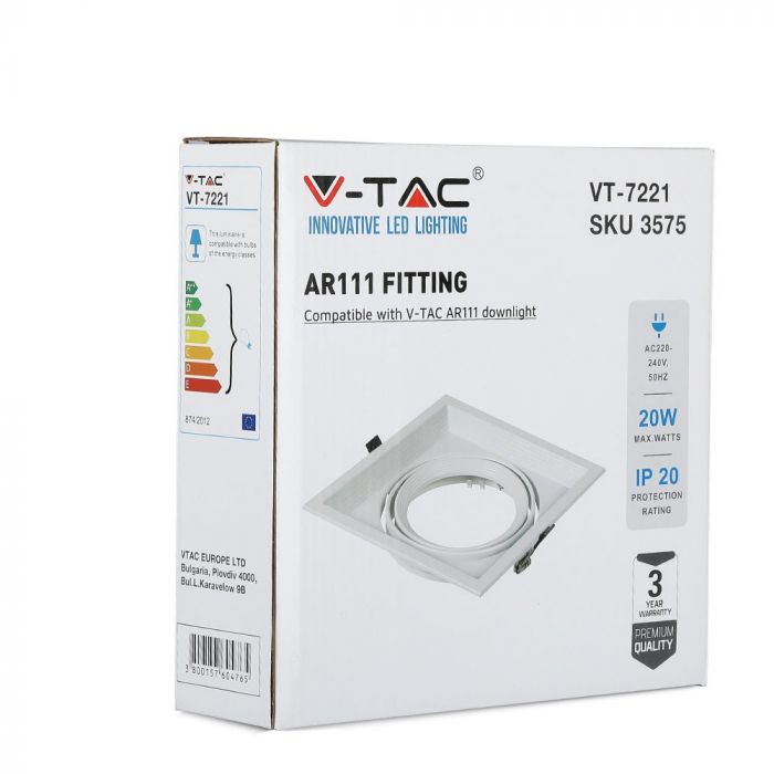 AR111 Recessed Frame/Fix, White, V-TAC
