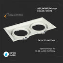 AR111 recessed frame/fixture for 2 bulbs, white, V-TAC