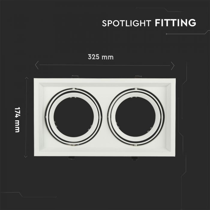 AR111 recessed frame/fixture for 2 bulbs, white, V-TAC