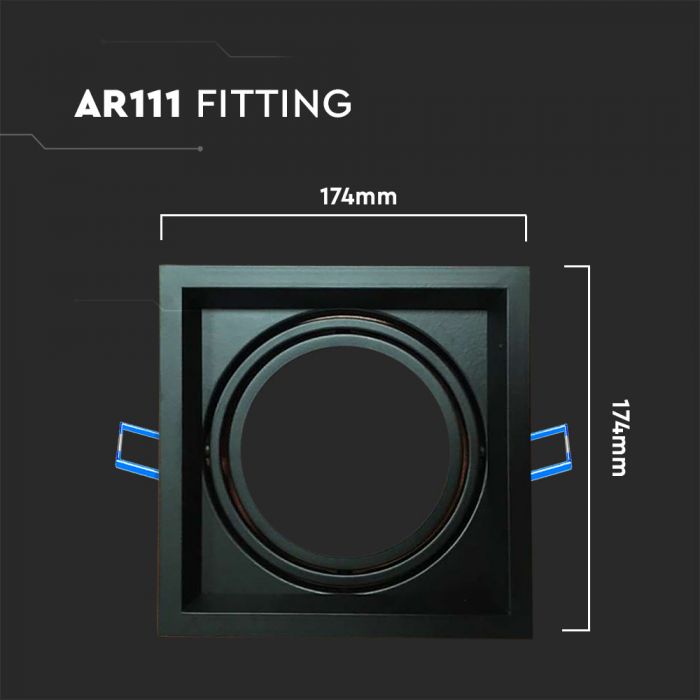 AR111 recessed frame/fixture for 1 bulb, black, V-TAC