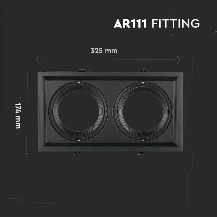 AR111 recessed frame/fixture for 2 bulbs, black, V-TAC