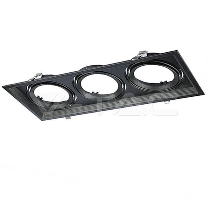 AR111 süvistatav raam/valgusti 3 lambile, must, V-TAC