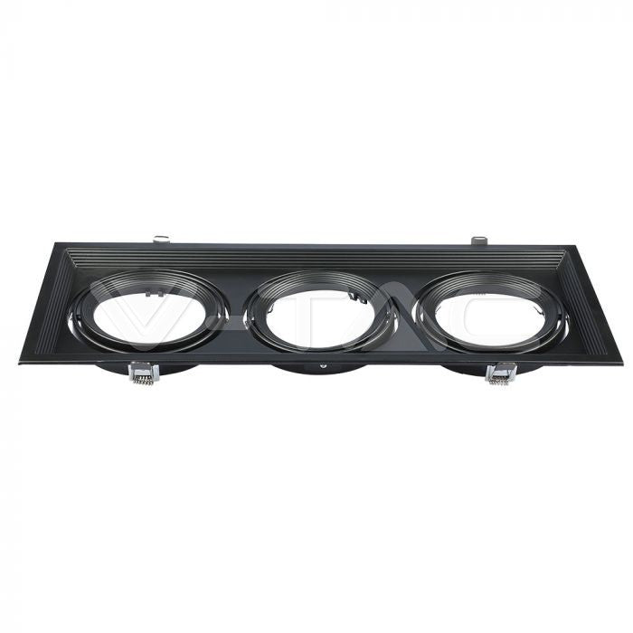 AR111 süvistatav raam/valgusti 3 lambile, must, V-TAC