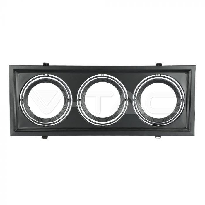 AR111 süvistatav raam/valgusti 3 lambile, must, V-TAC