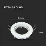 GU10 recessed frame/fixture, round, adjustable lighting angle, Ø82X25 mm, recessed Ø74 mm, white, V-TAC