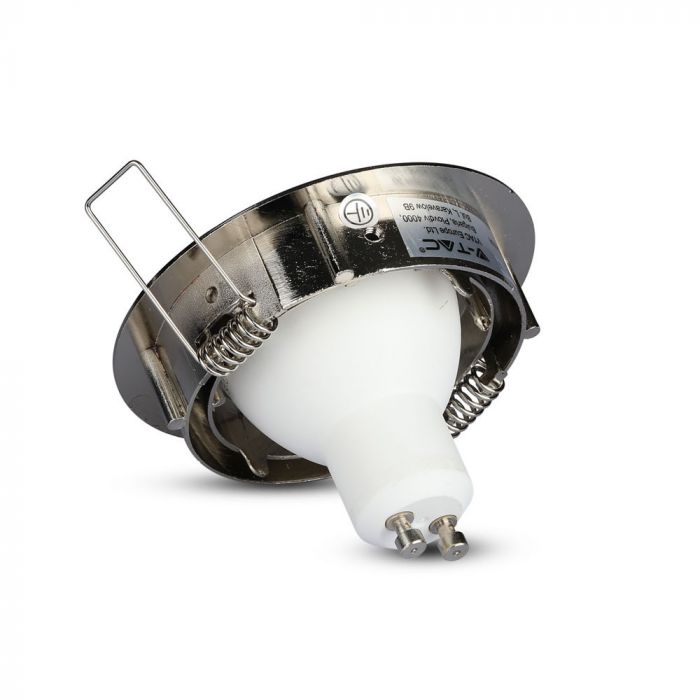 GU10 recessed frame/fixture, round, adjustable lighting angle, Ø82X25 mm, recessed Ø74 mm, satin nickel, V-TAC