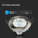 GU10 recessed frame/fixture, round, adjustable lighting angle, Ø82X25 mm, recessed Ø74 mm, satin nickel, V-TAC