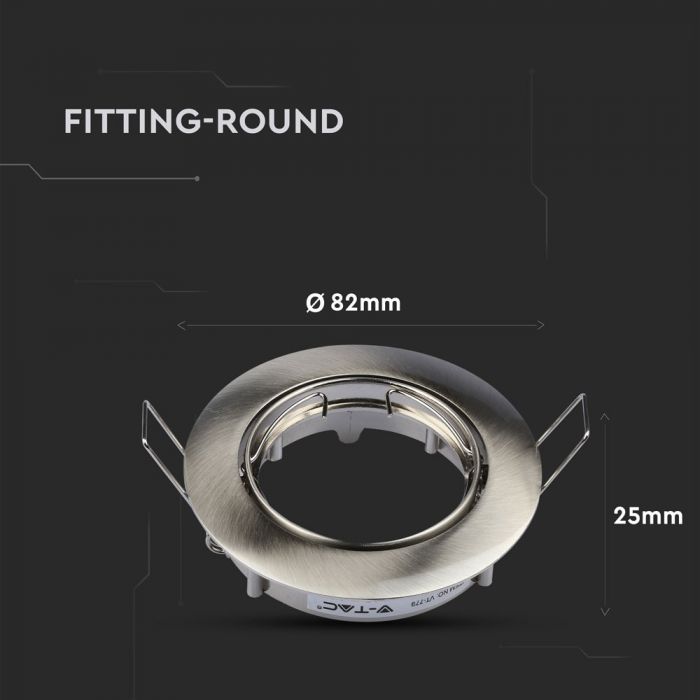 GU10 recessed frame/fixture, round, adjustable lighting angle, Ø82X25 mm, recessed Ø74 mm, satin nickel, V-TAC