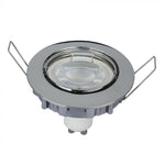 GU10 iebūvējams karkass/armatūra, apaļas formas, regulējams apgaismojuma leņķis, Ø82X25 mm, iebūv. izm Ø74 mm, hromēts, V-TAC