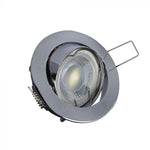 GU10 iebūvējams karkass/armatūra, apaļas formas, regulējams apgaismojuma leņķis, Ø82X25 mm, iebūv. izm Ø74 mm, hromēts, V-TAC