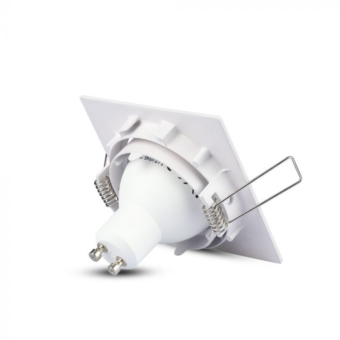 GU10 recessed frame/fixture, square, adjustable light direction, 80X80x25mm, recessed. Ø74mm, white, V-TAC