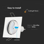 GU10 recessed frame/fixture, square, adjustable light direction, 80X80x25mm, recessed. Ø74mm, white, V-TAC