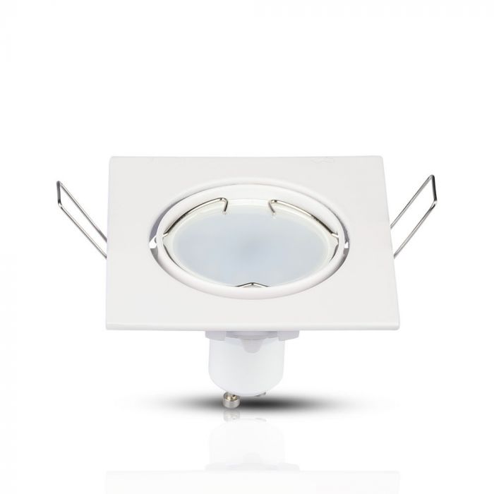 GU10 recessed frame/fixture, square, adjustable light direction, 80X80x25mm, recessed. Ø74mm, white, V-TAC