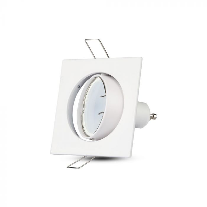 GU10 recessed frame/fixture, square, adjustable light direction, 80X80x25mm, recessed. Ø74mm, white, V-TAC
