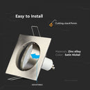 GU10 recessed frame/fixture, square, adjustable light direction, 80X80x25mm, recessed. Ø74mm, satin nickel, V-TAC