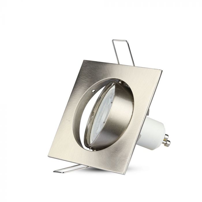 GU10 recessed frame/fixture, square, adjustable light direction, 80X80x25mm, recessed. Ø74mm, satin nickel, V-TAC