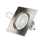 GU10 infälld ram/armatur, kvadratisk, justerbar ljusriktning, 80X80x25mm, infälld. Ø74mm, satin nickel, V-TAC