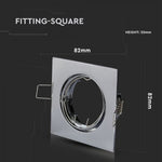 GU10 recessed frame/fixture, square, adjustable light direction, 80X80x25mm, recessed. Ø74mm, chrome-plated, V-TAC