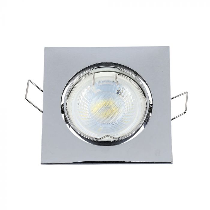 GU10 recessed frame/fixture, square, adjustable light direction, 80X80x25mm, recessed. Ø74mm, chrome-plated, V-TAC