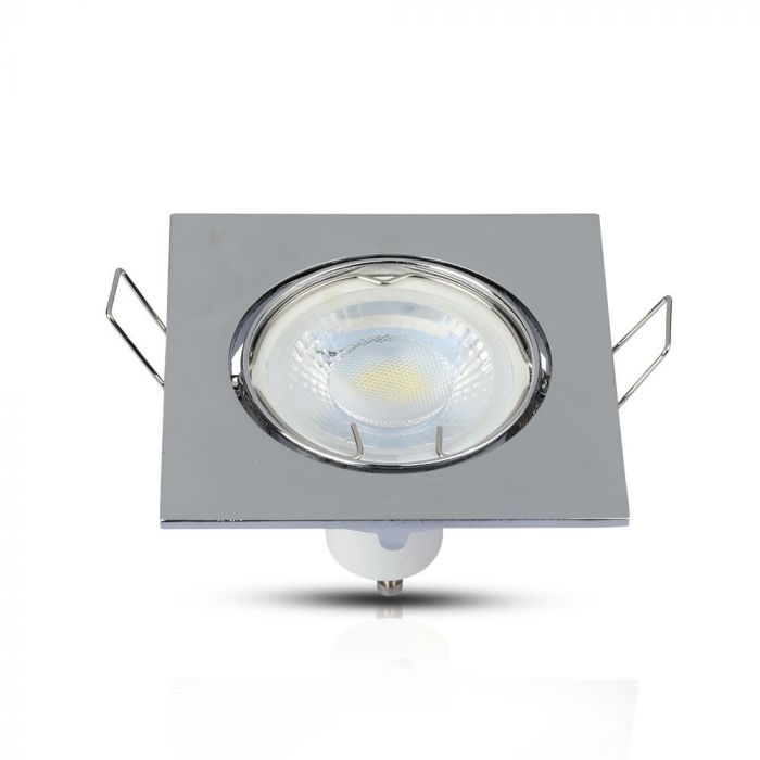 GU10 recessed frame/fixture, square, adjustable light direction, 80X80x25mm, recessed. Ø74mm, chrome-plated, V-TAC
